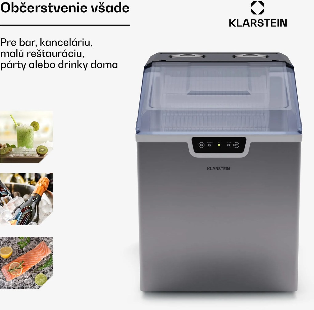 Klarstein Icefestival, výrobník ľadu, 12 kg/24 h, guľôčky, nehrdzavejúca oceľ