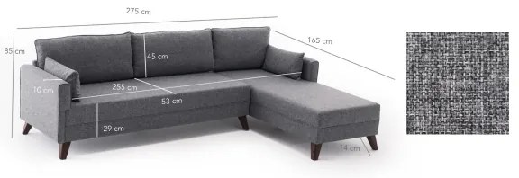 Rohová sedacia súprava do L KORFU sivá pravá