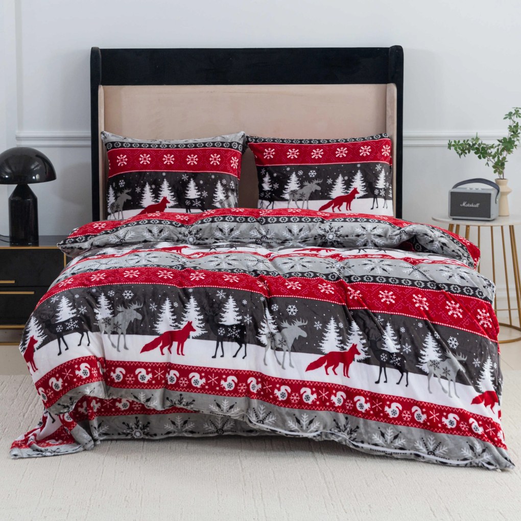 Mikroplyšové obliečky SNOWY FOREST sivé Rozmer obliečky: 70 x 90 cm | 140 x 200 cm