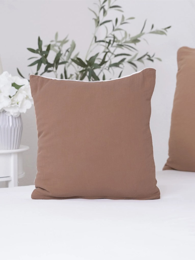 Mušelínová obliečka na vankúš 40 × 40 cm Alexia Duo - hnedá/krémová