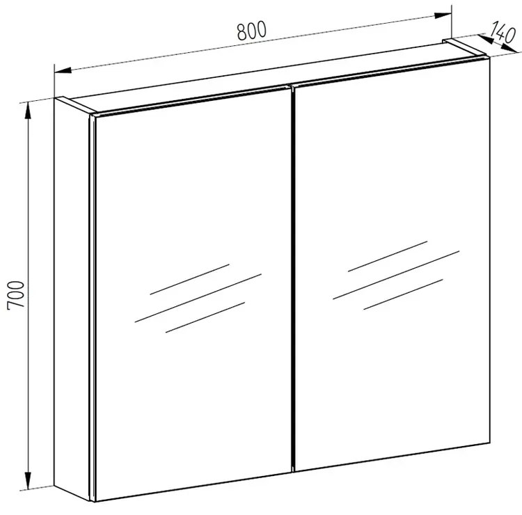 Mereo Mereo, Kúpeľňová galerka 80 cm, zrkadlová skrinka, 2x dvere, MER-CN717GR