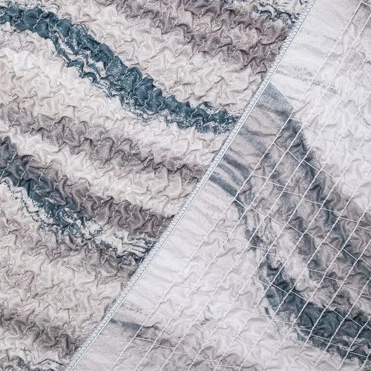 Bielastické poťahy OCEANO NOVÉ šedo-modré dvojkreslo (š. 120 - 160 cm)