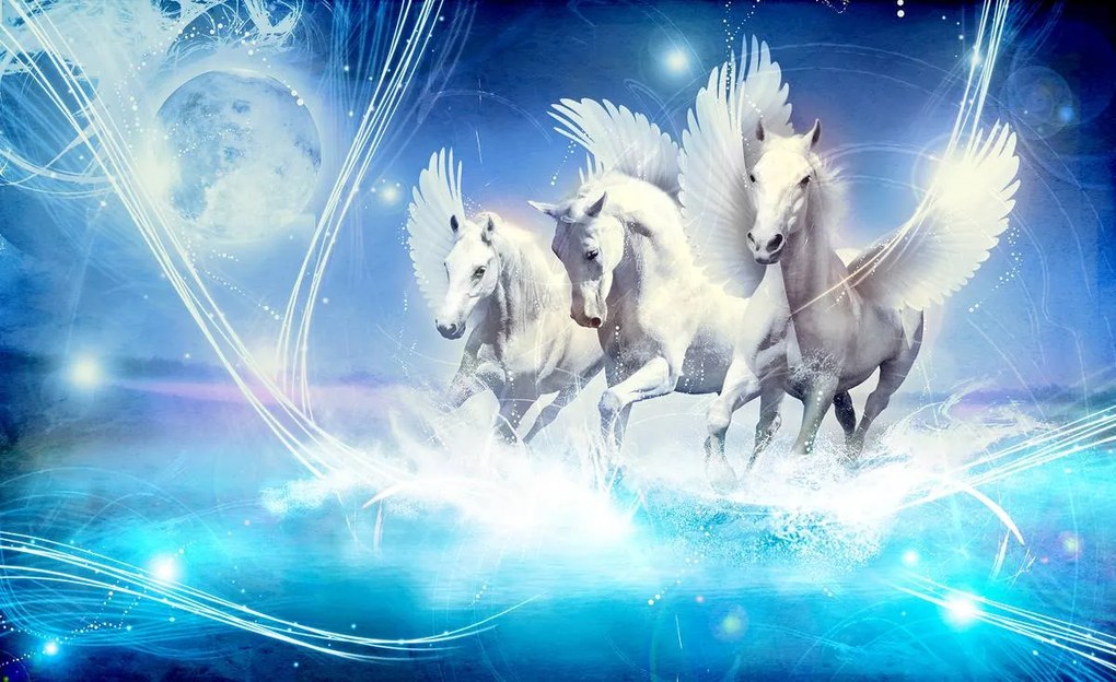 Fototapeta - Pegasus na modrom pozadí (152,5x104 cm)