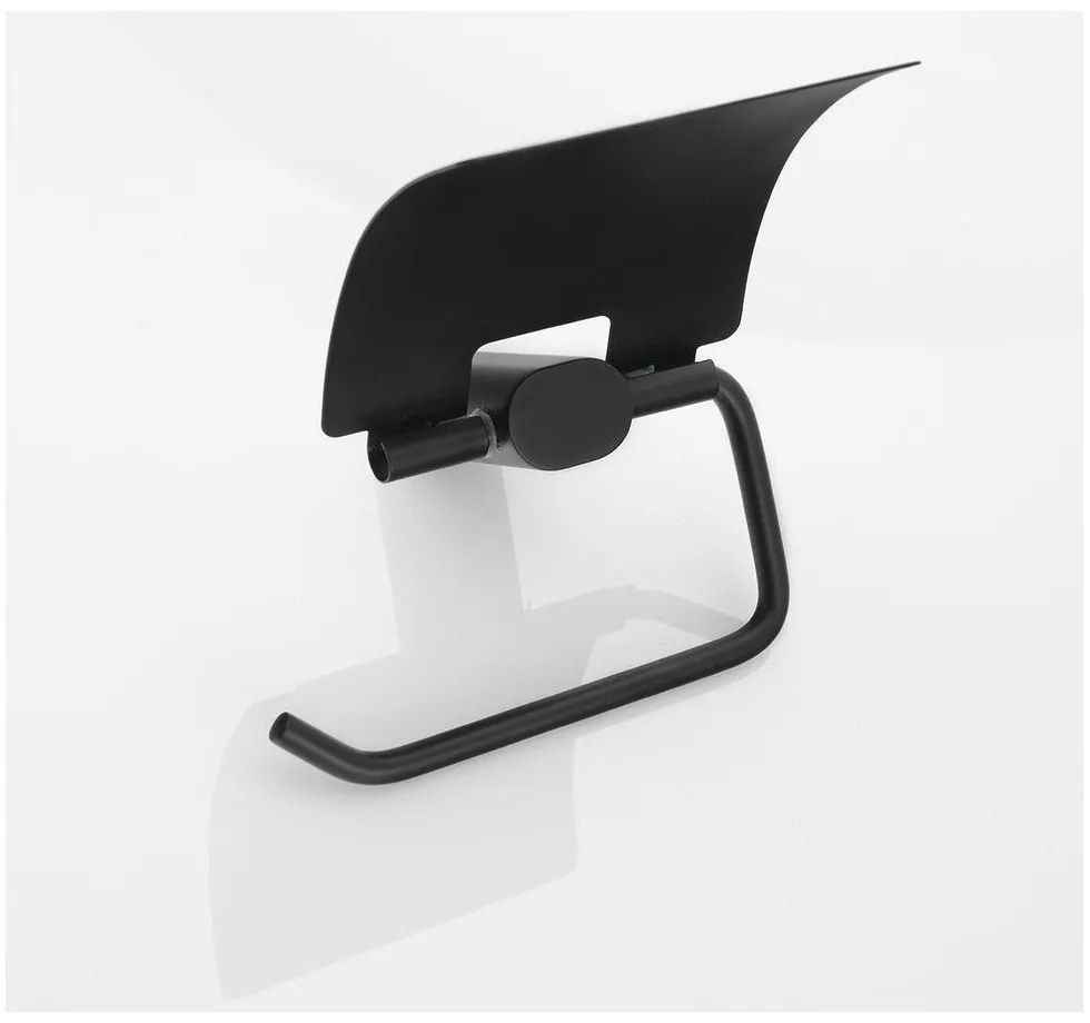 Matne čierny nástenný mosadzný držiak na toaletný papier Flori – Sapho