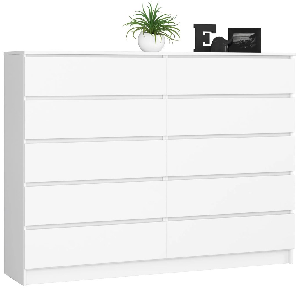 Komoda Kurtinaitis 10SZ (biela). Akcia -21%. Vlastná spoľahlivá doprava až k Vám domov. 1117162