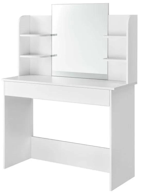 Biely toaletný stolík s velkým zrkadlom