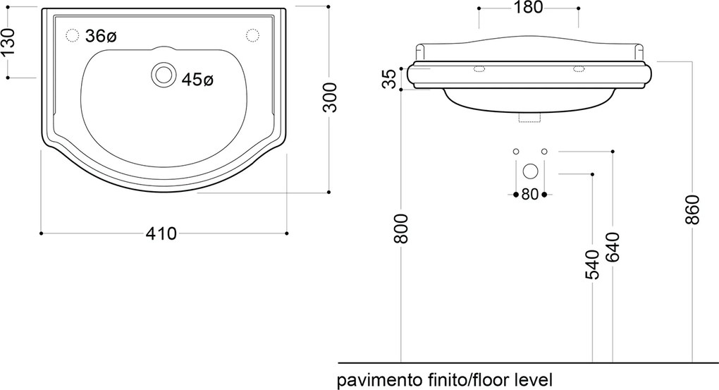 Kerasan Kerasan, RETRO keramické umývadlo 41x30cm, bez otvoru pre batériu, bez prepadu, biela, 103301