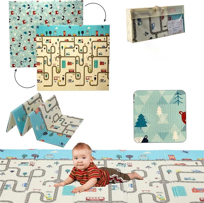 CH Detská obojstranná podložka Autíčka 180x200