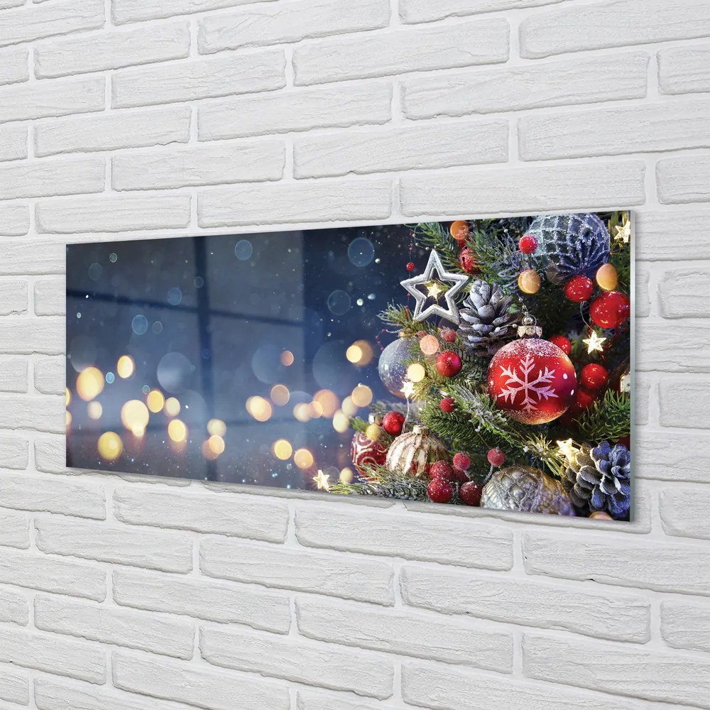 Obraz na akrylátovom skle Vianočný strom dekorácie sneh 120x60 cm