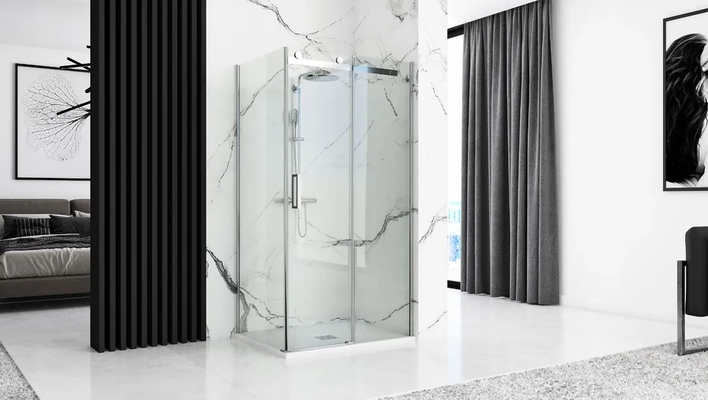 Rea Black Rock, konglomerátová sprchová vanička 100x80x3,5 cm, biela, REA-K5581