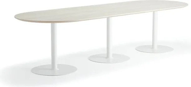 Stôl METRIC, ovál, 3000x1000x720 mm, biela/jaseň