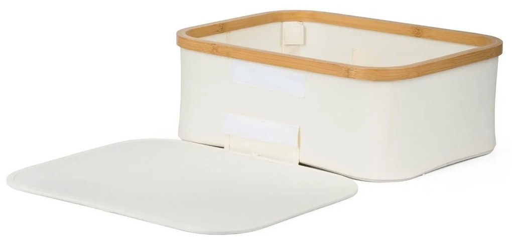 Úložný box G21 40 x 30 x 15 cm, bambusový s vekom, béžový