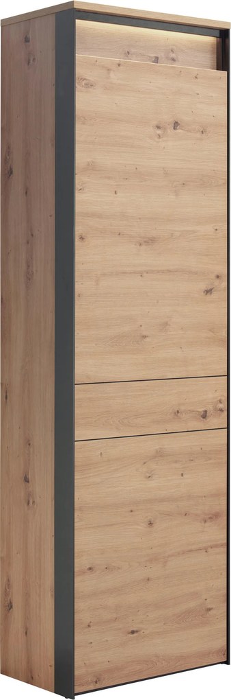 XXXLutz PREDSIEŇOVÁ SKRIŇA, čierna, dub artisan, 60/200/38 cm Voleo - Skrine do chodby - 000589000504