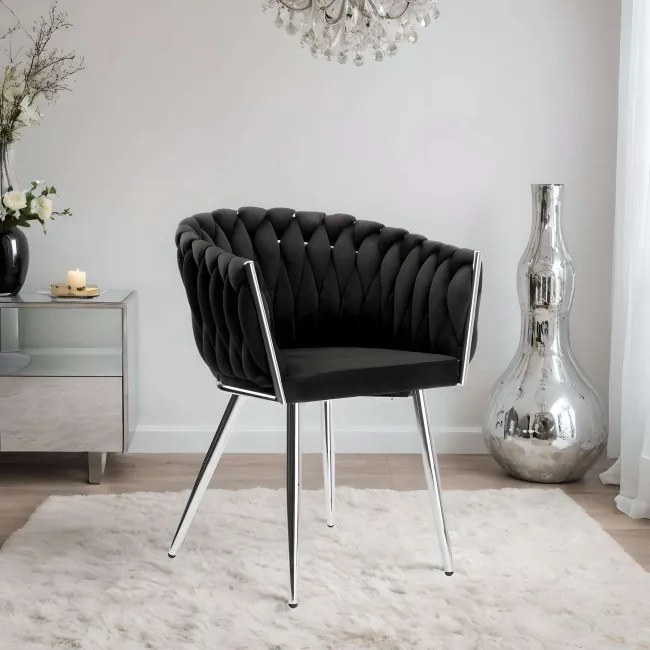 Jedálenská stolička COFTON zamatová, strieborná / čierna