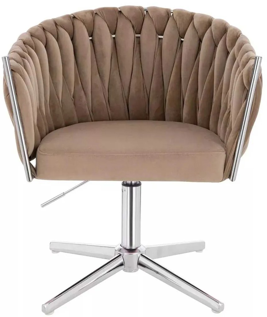 LuxuryForm DESIGN Stolička NORDEN VELUR na striebornom kríži - latte