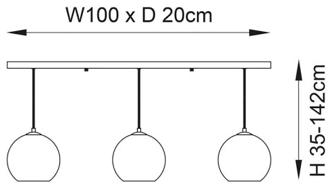 Endon 102929 - Luster na lanku BOLI 3xE27/10W/230V čierna/dymová hnedá
