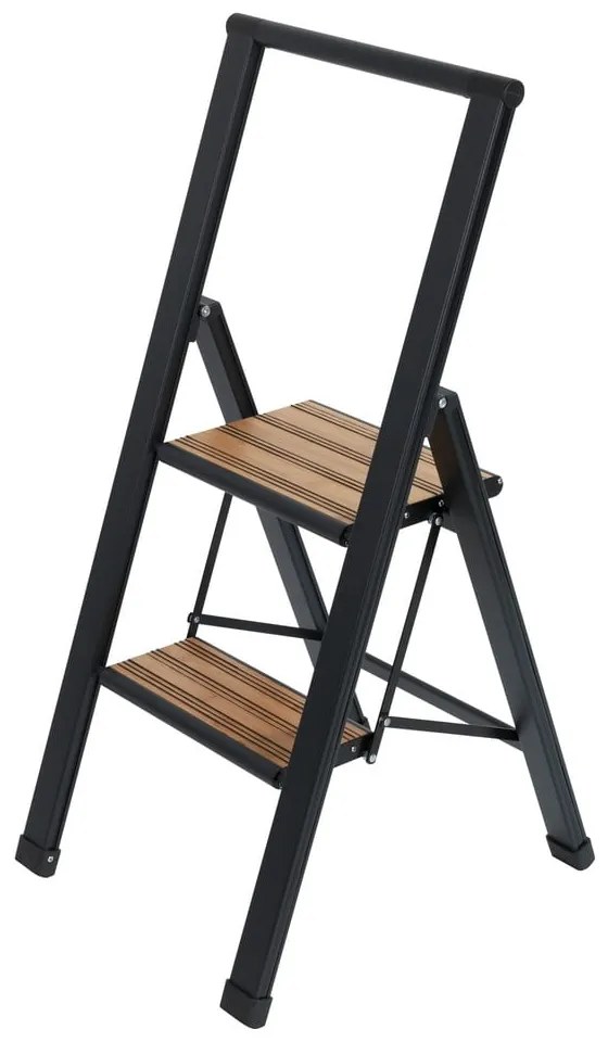 Čierny hliníkový protišmykový skladací rebrík Wenko Stepladder II.