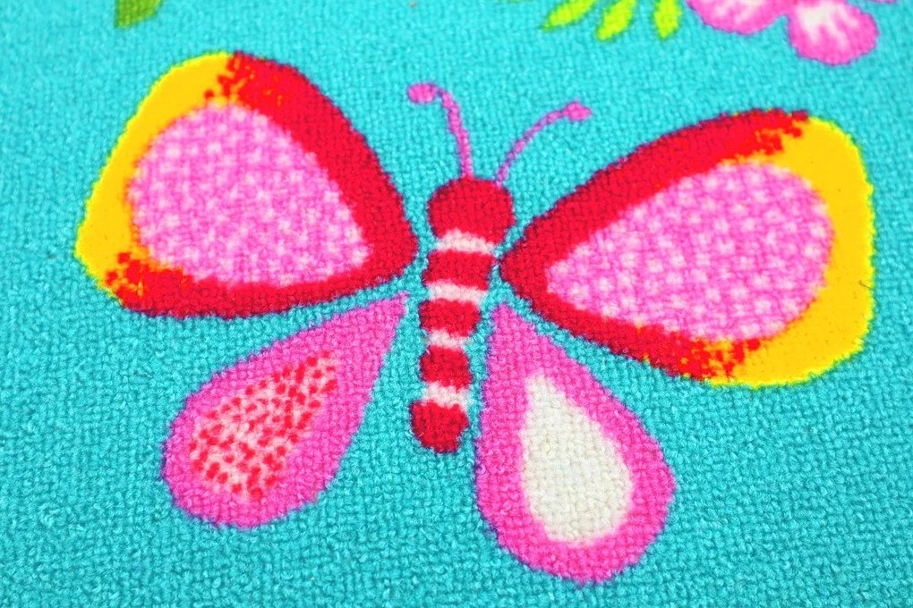 Detský Metrážny koberec Motýlik 5271 modrý - S obšitím cm