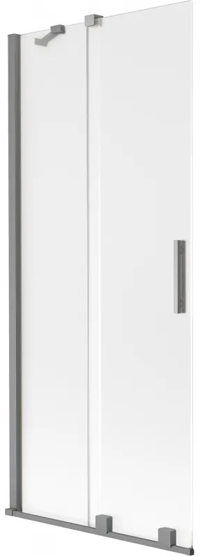 Mexen Velar, 2-krídlová posuvná vaňová zástena 85 x 150 cm, 8mm sklo námraza, brúsený grafit, 896-085-000-31-95