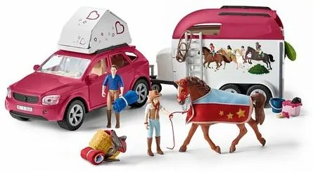 Schleich 42535 Dobrodružné auto s prívesom a koňom