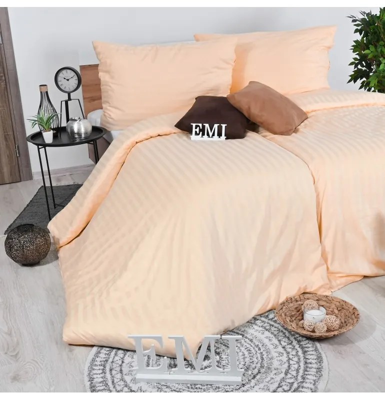 Obliečky damaškové broskyňové EMI, Štandardný set jednolôžko obsahuje 1x 140x200 + 1x 70x90