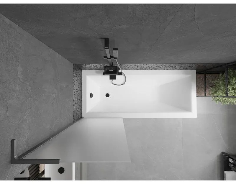 Mexen Next L, 1-krídlová vaňová zástena 60 x 150 cm, 6mm sklo námraza, grafitový profil, 895-060-000-03-30-95