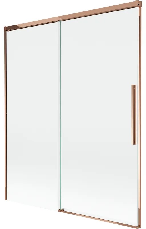 Mexen Rox, 2-krídlová posuvná vaňová zástena 140 x 150 cm, 8mm číre sklo, ružové zlato profil, 8C9-140-001-60-00