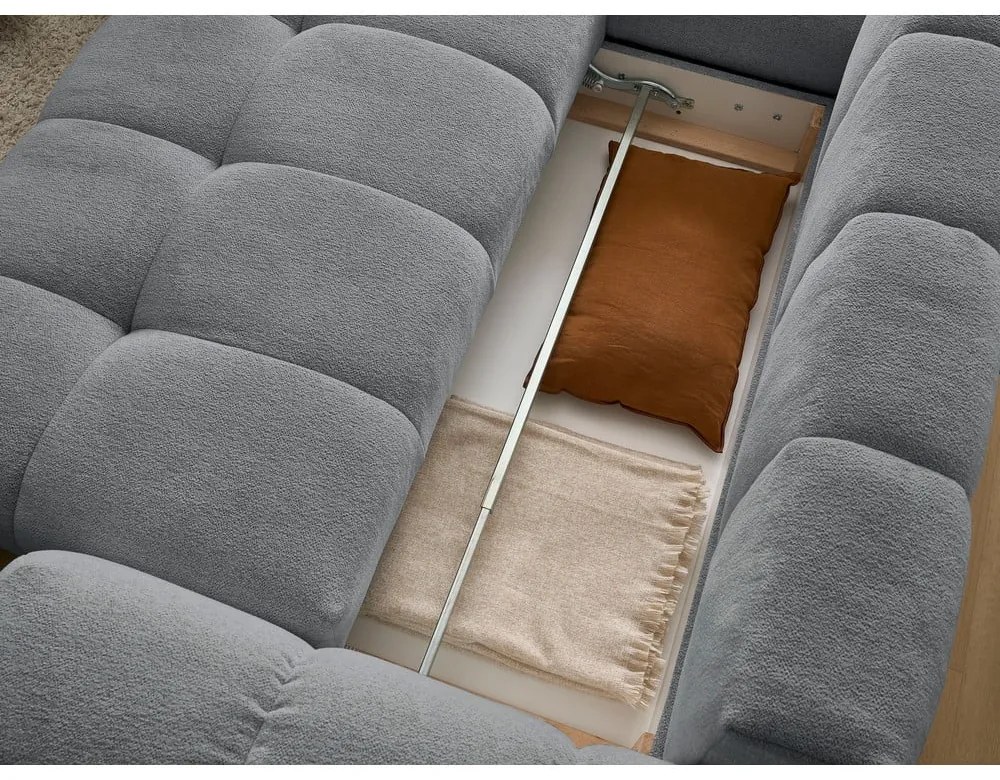 Tmavosivá ženilková rozkladacia/s úložným priestorom rohová pohovka (ľavý roh/do L) Everest – Bobochic Paris