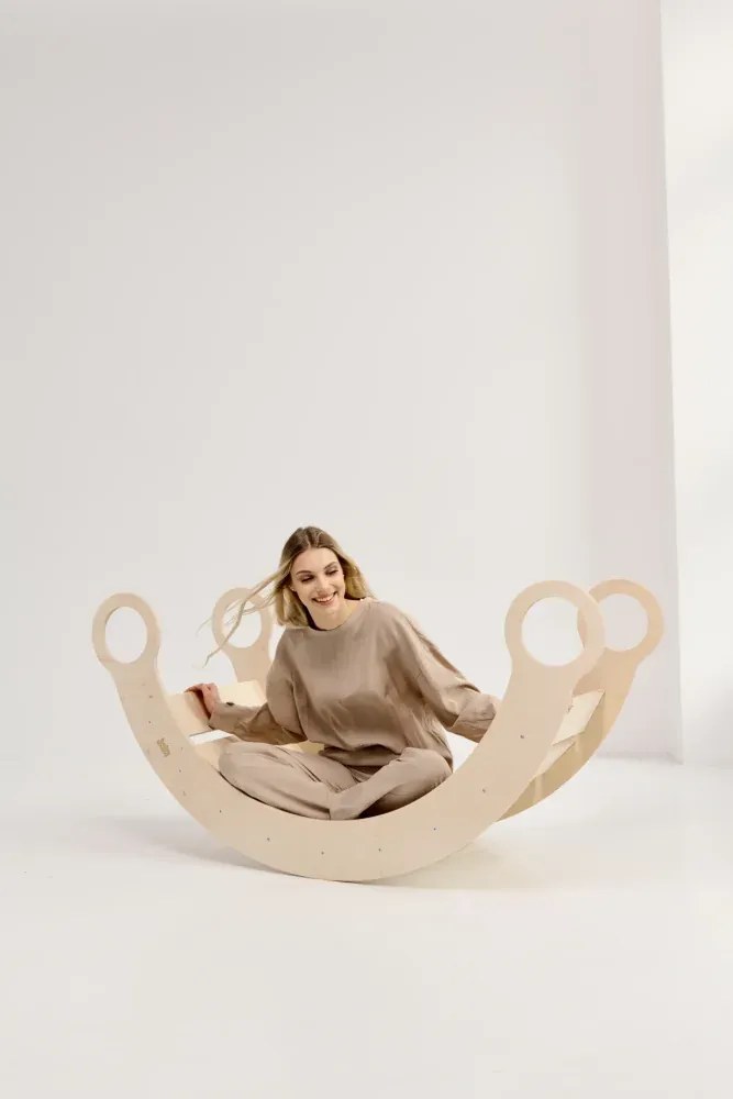 Montessori drevená hojdačka maxi prírodná Šedá