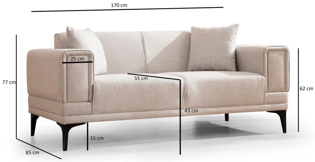 Dvoumístná pohovka Horizon 170 cm ecru