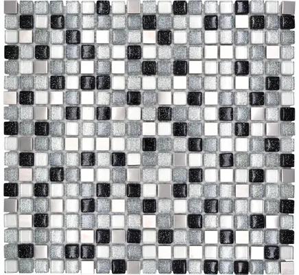 Mozaika zo skla XCE 88 strieborná/čierna 30,5 x 32,2 cm