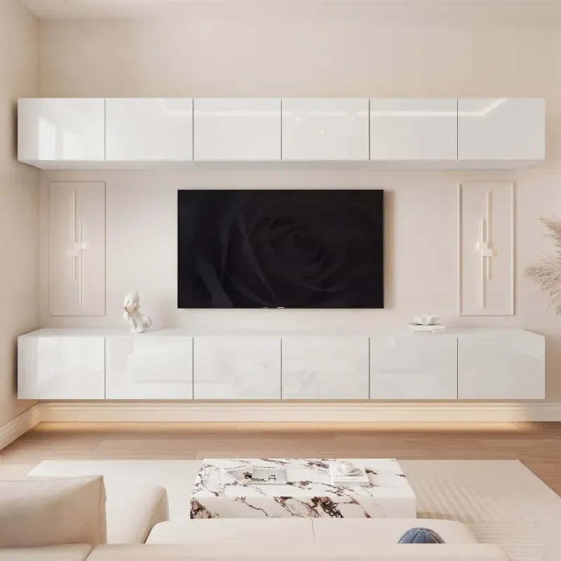 Závesná TV zostava Dorothy biely lesk 300 cm