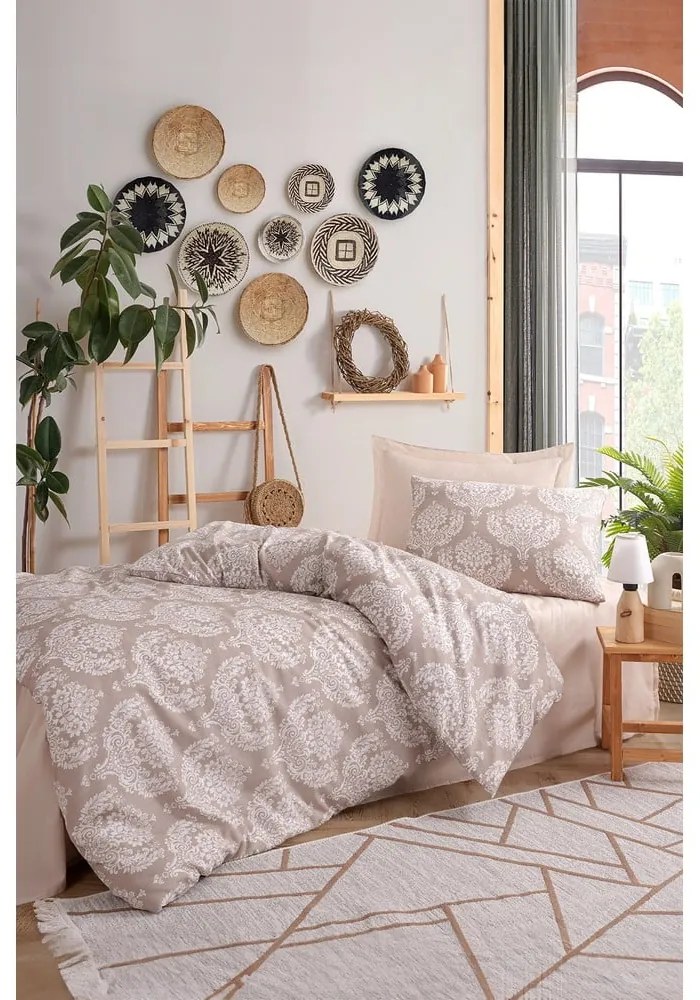 Hnedé obliečky na jednolôžko 140x200 cm Post – Mijolnir