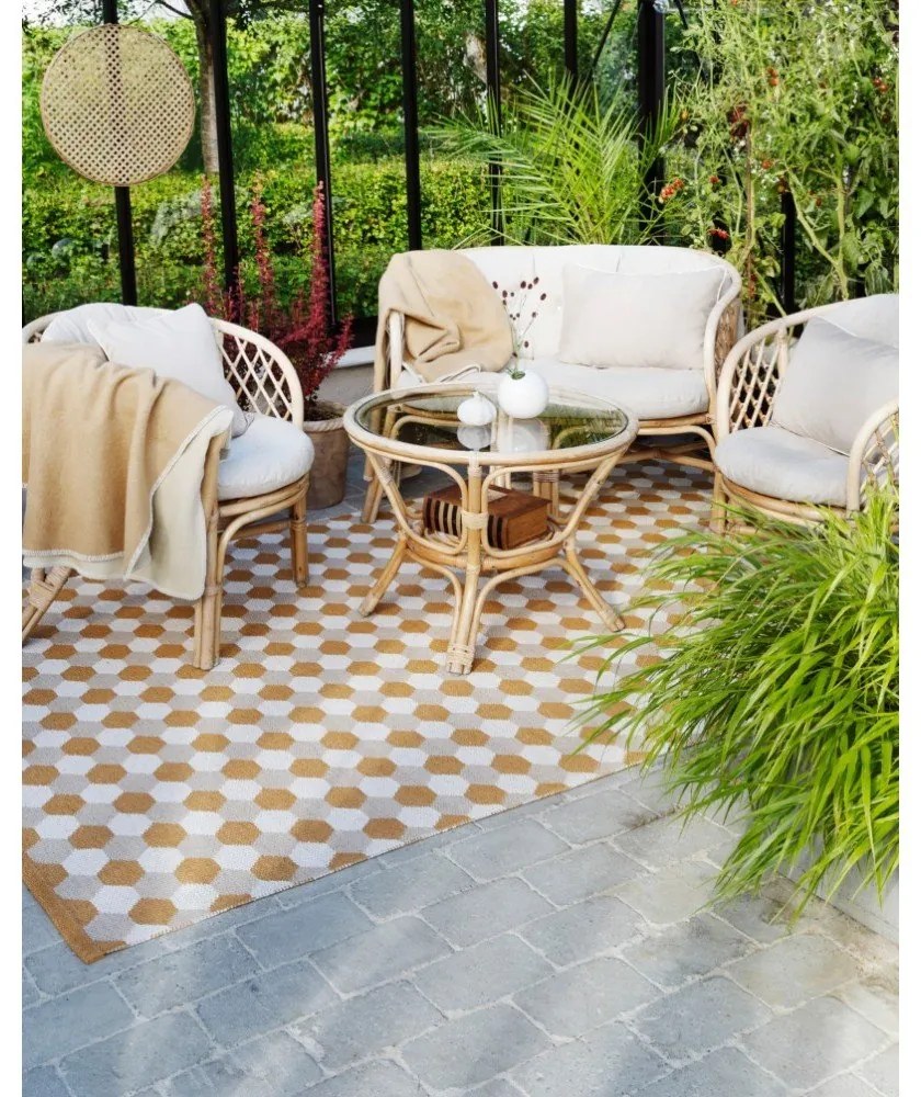 Okrovožltá deka s prímesou vlny 140x200 cm Ylva Ochre – Pappelina