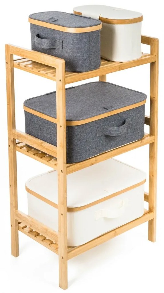 Úložný box G21 40 x 30 x 15 cm, bambusový s vekom, sivý