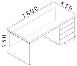 Stôl Lineart 180 x 85 cm + pravý kontajner