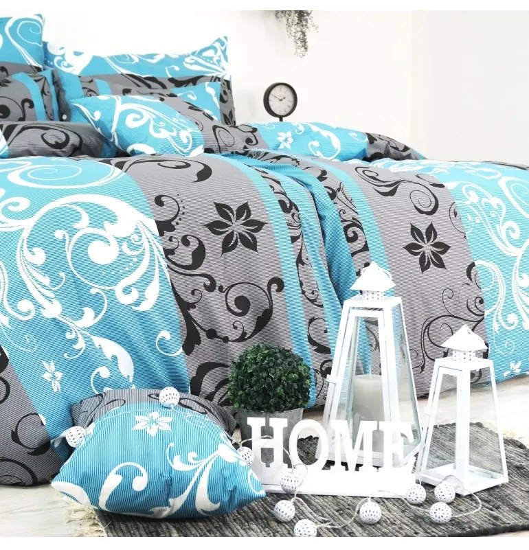 Obliečky Lilien tyrkysovo-sivé EMI, Štandardný set jednolôžko obsahuje 1x 140x200 + 1x 70x90