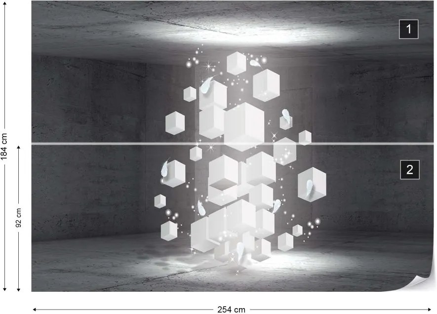 Fototapeta GLIX - 3D White Cubes + lepidlo ZADARMO Vliesová tapeta  - 254x184 cm