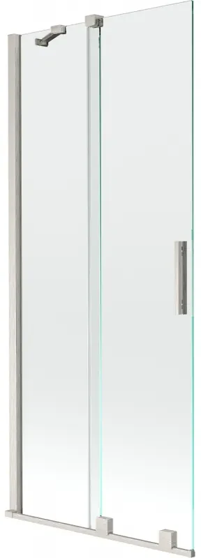 Mexen Velar, 2-krídlová posuvná vaňová zástena 85 x 150 cm, 8mm číre sklo, brúsená oceľ, 896-085-000-01-97