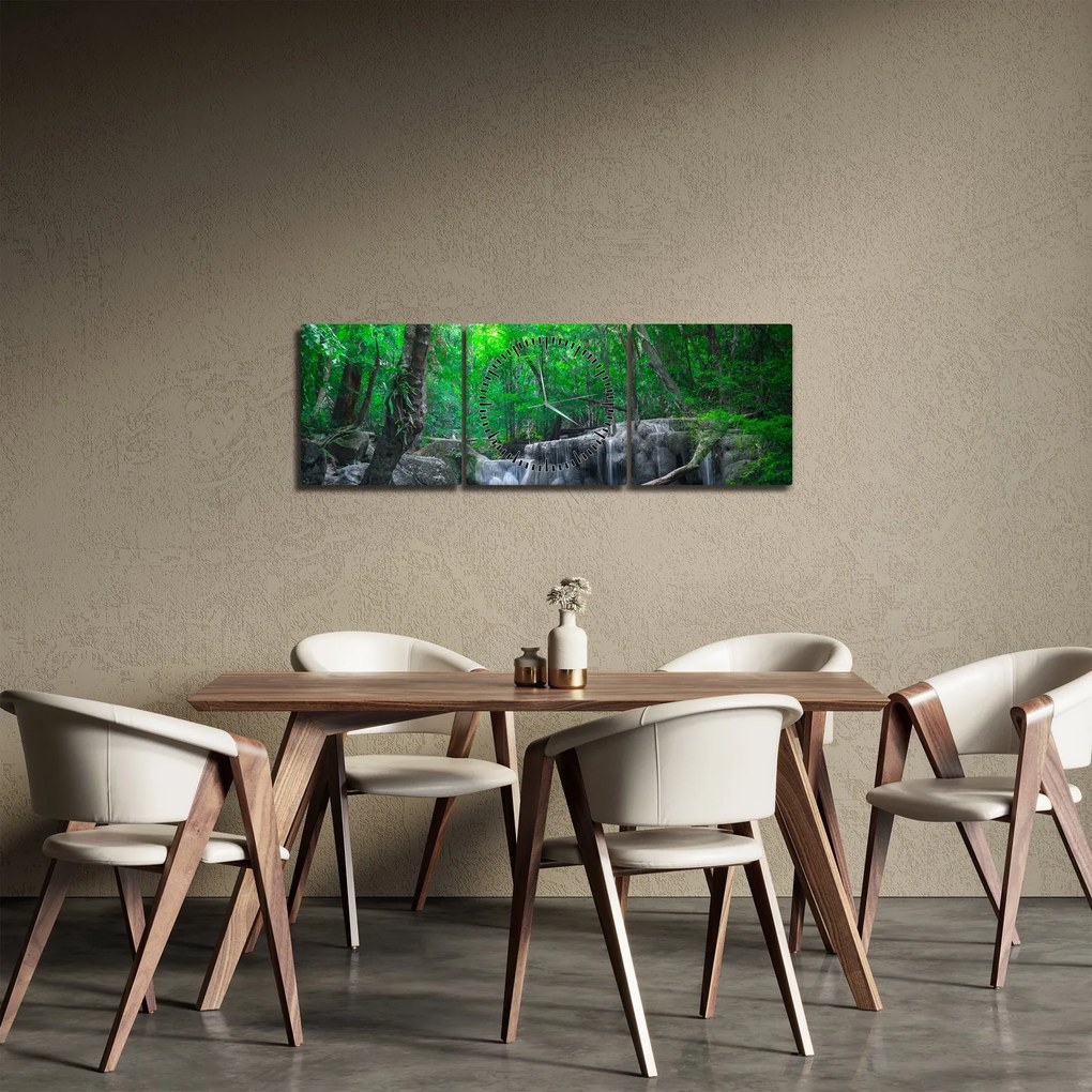Obraz - Vodopád Erawan, Kanchanaburi, Thajsko (s hodinami) (90x30 cm)