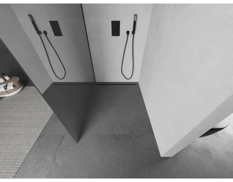 Mexen Kioto sprchová zástena 80x200 cm 8 mm, čierny profil, sklo efekt zrkadla, 800-080-101-70-50