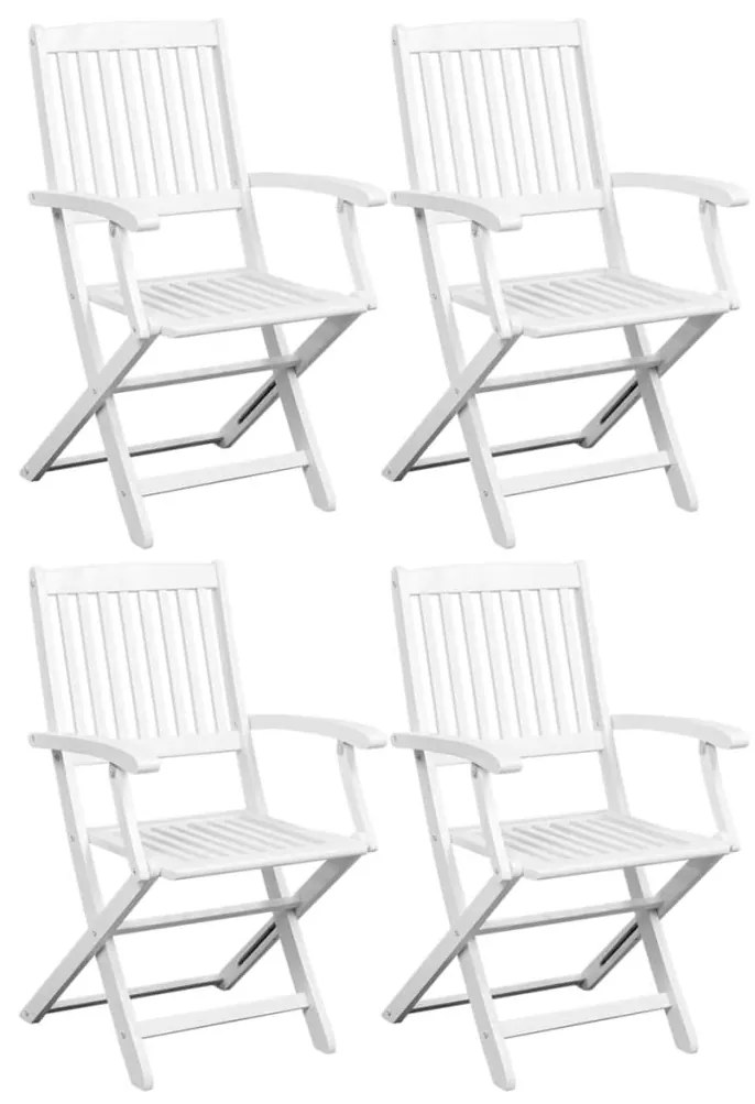 vidaXL Jedálenské stoličky 4 ks, biele, akáciový masív