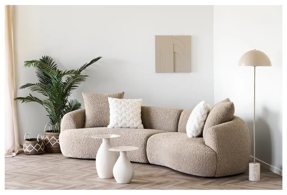 Béžová stojacia lampa s kovovým tienidlom (výška 155 cm) Sheffield – House Nordic