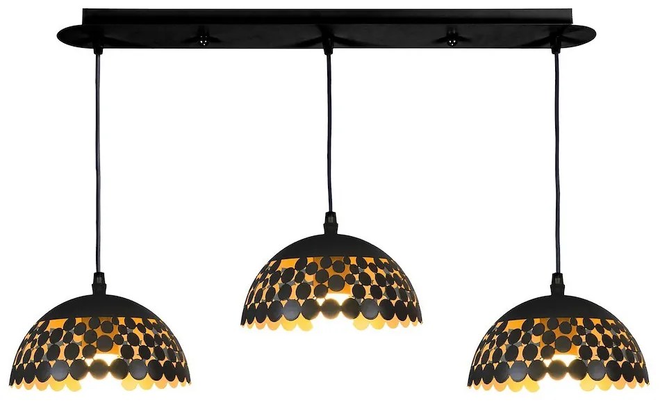 Závesné svietidlo Lisa, 3x čierne kovové tienidlo, b
