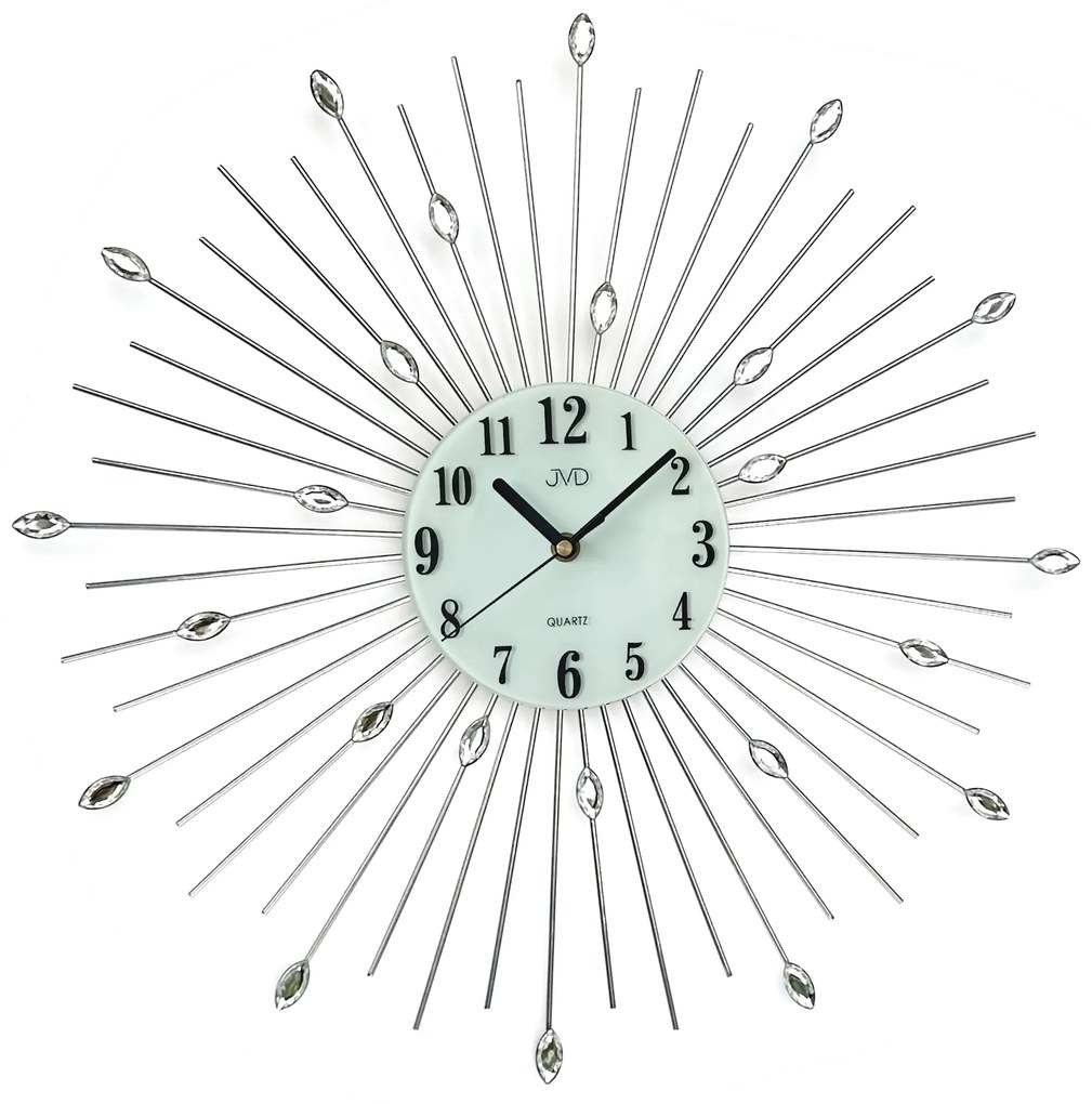 Dizajnové kovové hodiny JVD HJ117 so sklenenými kryštálmi, 49 cm