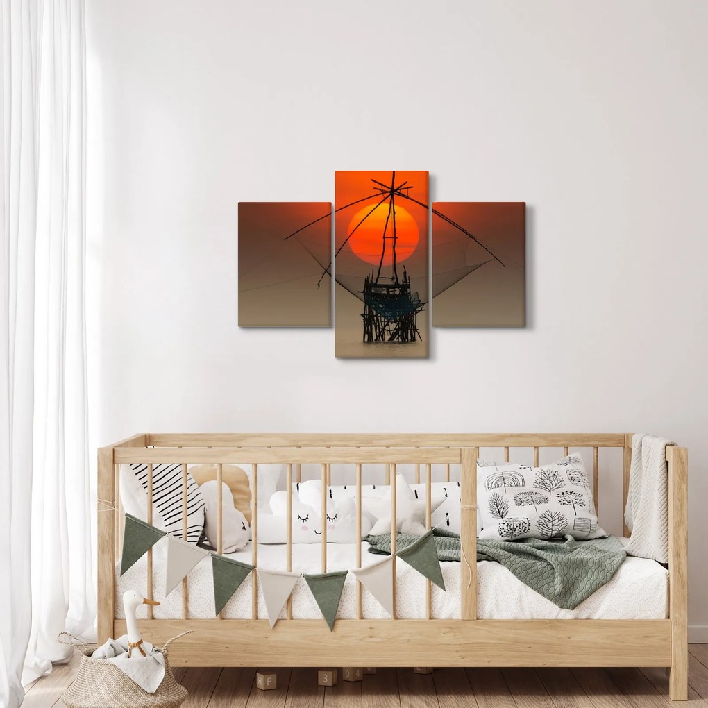 Obraz - Východ slnka, jazero Pakpra (90x60 cm)