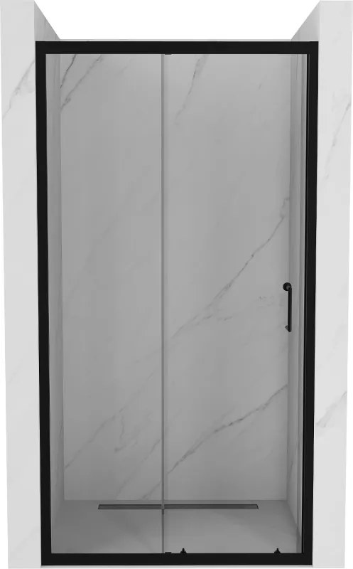 Mexen Apia, posuvné dvere do otvoru 130 x 190 cm, 6mm číre sklo, čierny profil, 845-130-000-70-00