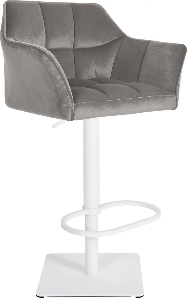 Barová stolička Damaso W - zamat, biely rám - Sivá