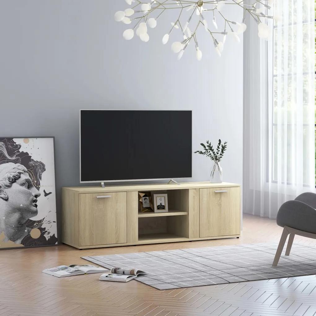 vidaXL TV skrinka, dubu sonoma 120x34x37 cm, drevotrieska