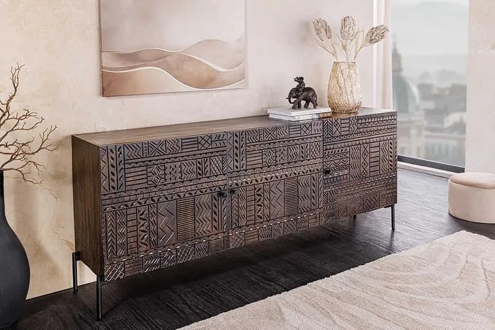 Dizajnová komoda z masívu Artemis 3D vzory mango 180cm